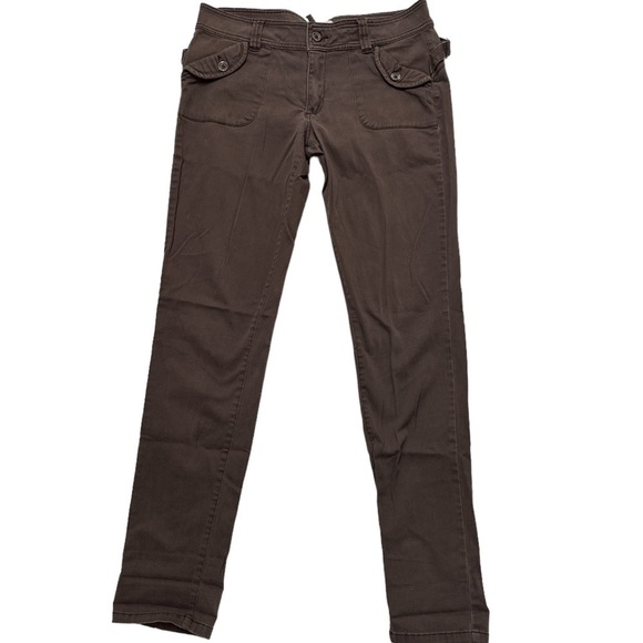 BCBGeneration Pocket Flap w/ Button RearPocket Design Stretchy Brown Jeans Faded - Picture 4 of 14